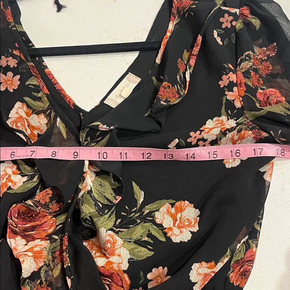 Altar'd State Black and Pink Floral Blouse